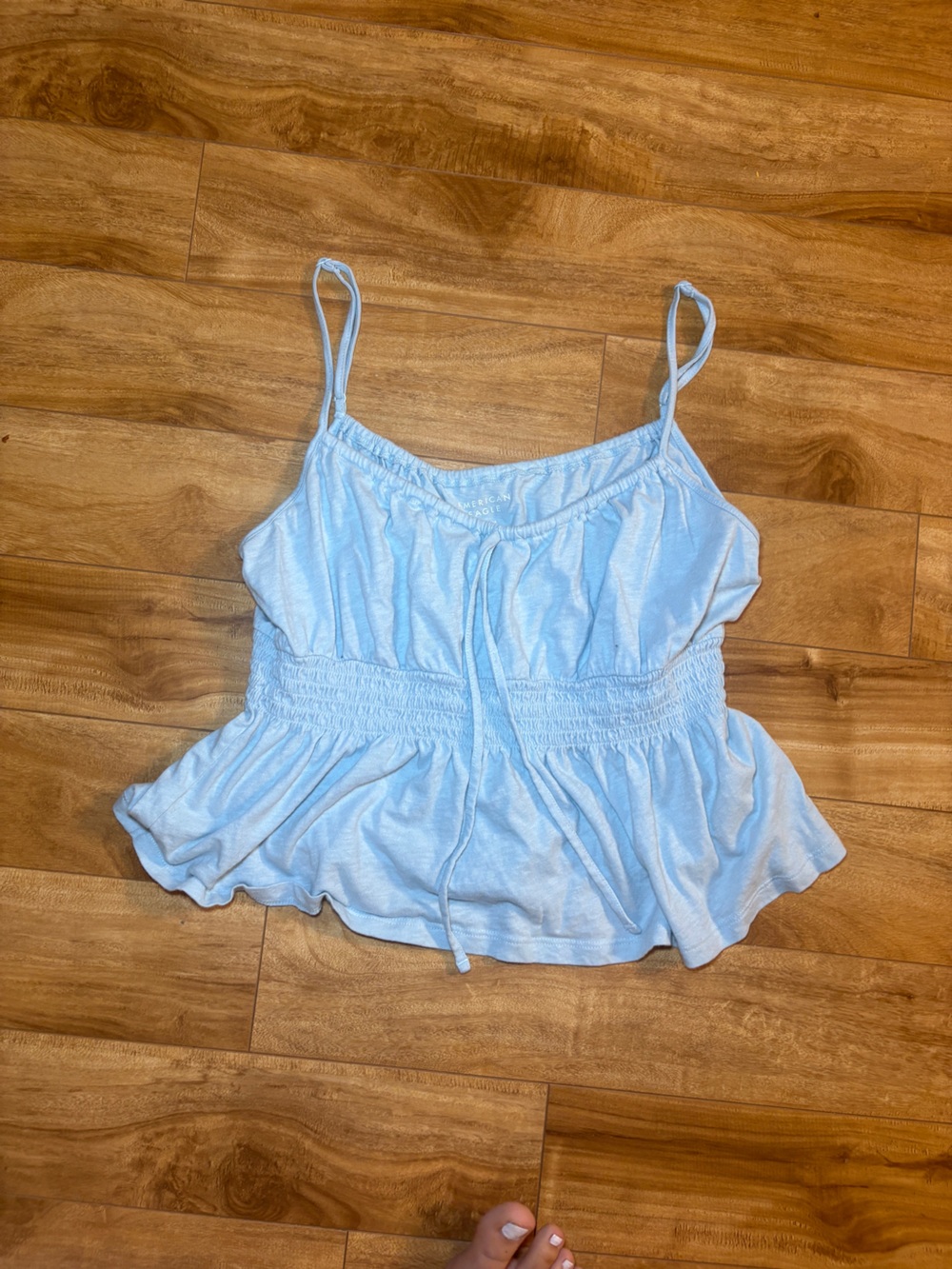 American Eagle Outfitters Light Blue Smocked Peplum Cami